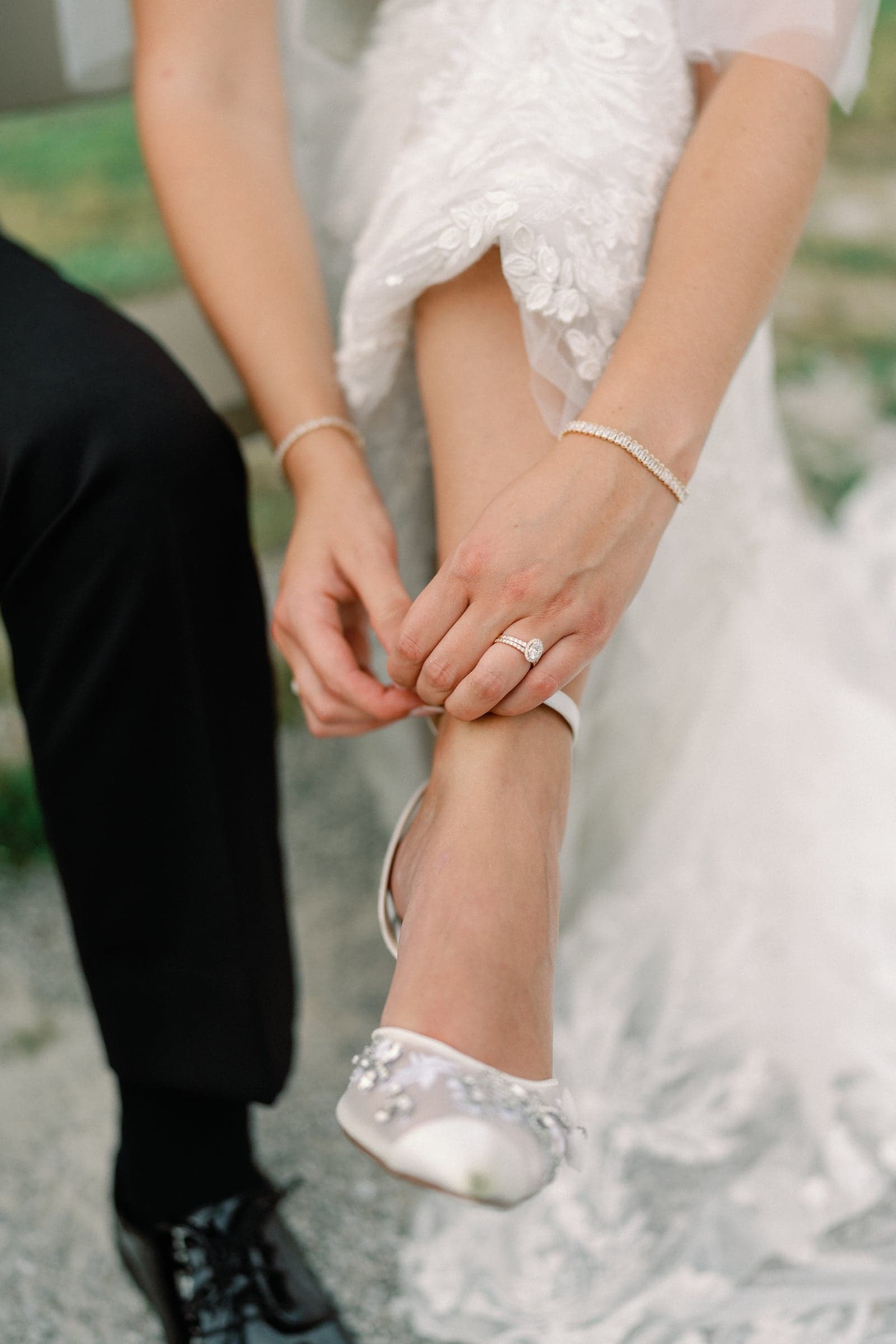 Small Hour Wedding Co logo on vintage china place setting with gold flatware and hydrangea florals